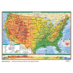 Rand McNally Physical-Political United States and World Desk Maps, Set of 5, Item Number 1439359