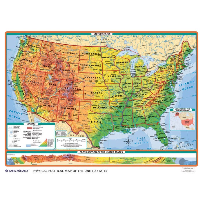 Rand McNally Physical-Political United States and World Desk Maps, Set of 30