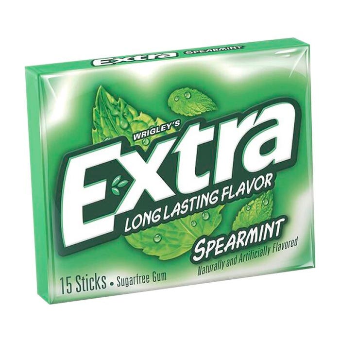 Extra Spearmint Flavored Chewing Gum, Pack of 10