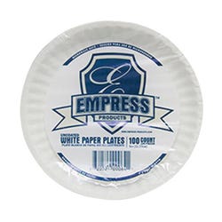 Image for Empress Uncoated Paper Plate, 9 Inches, White, Pack of 100 from School Specialty