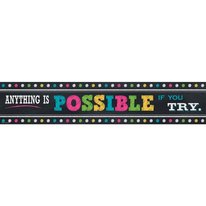 Teacher Created Resources Chalkboard Brights Anything is Possible Banner, 8 x 39 Inches