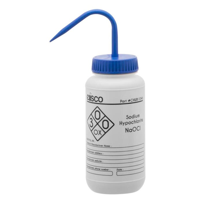 Eisco Labs Sodium Hypochlorite Wash Bottle (Bleach), 500 mL, LDPE
