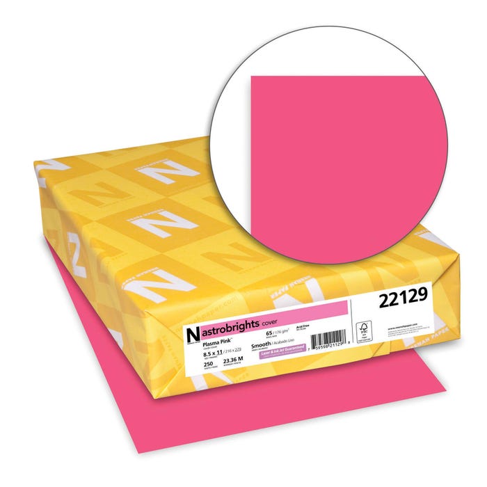 Astrobrights Premium Colored Paper, 8-1/2 x 11 Inches, 24 lbs, Plasma Pink, 500 Sheets