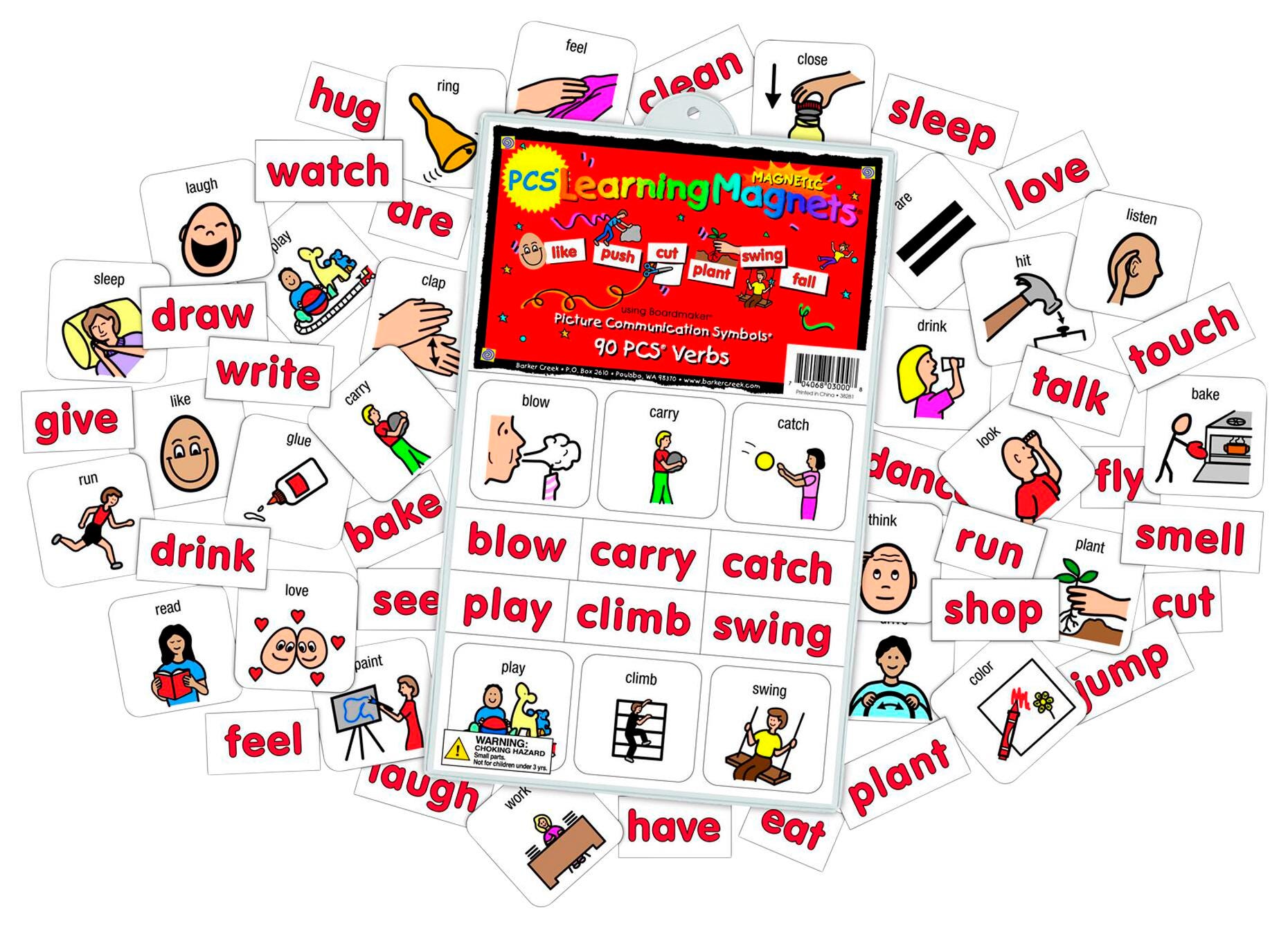 Image for Barker Creek Learning Magnet, Verbs with Pictures, 180 Pieces from School Specialty