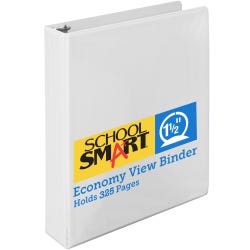 School Smart Round Ring View Binder, Polypropylene, 1-1/2 Inches, White 086391