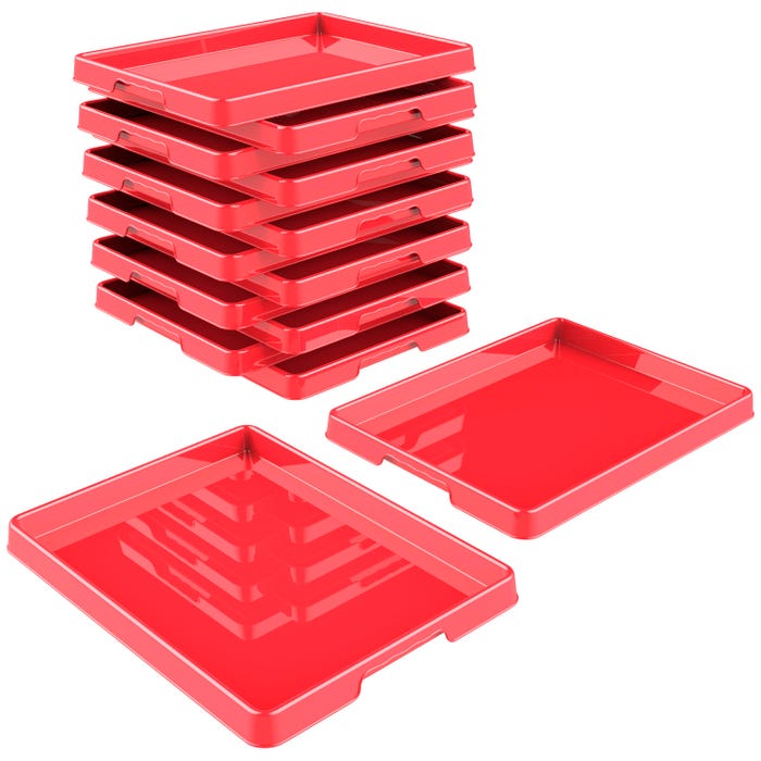 Storex Sorting and Crafts Tray, 12 x 16 Inches, Red, Pack of 12