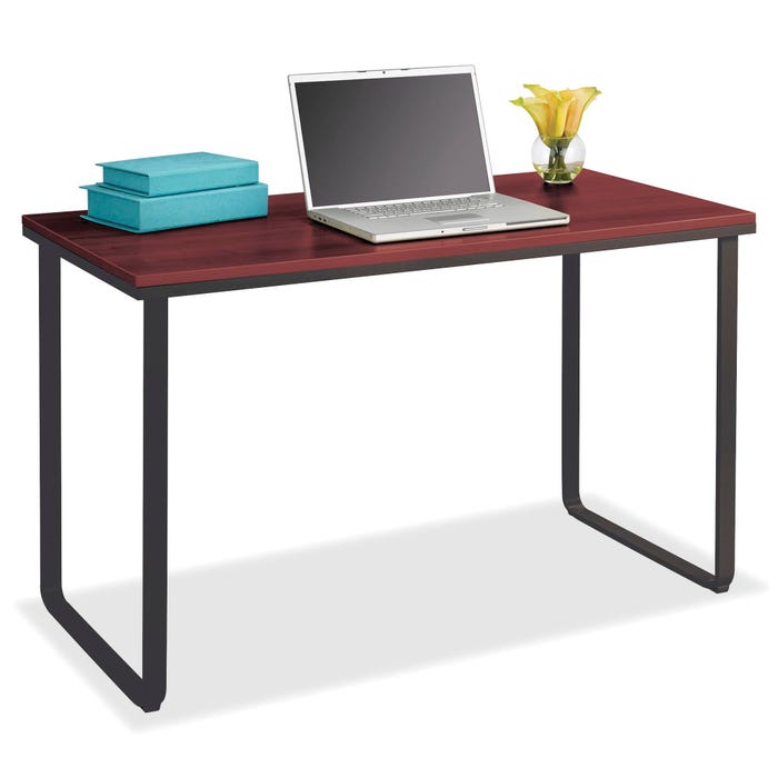 Safco Steel Table Desk, Cherry/Black