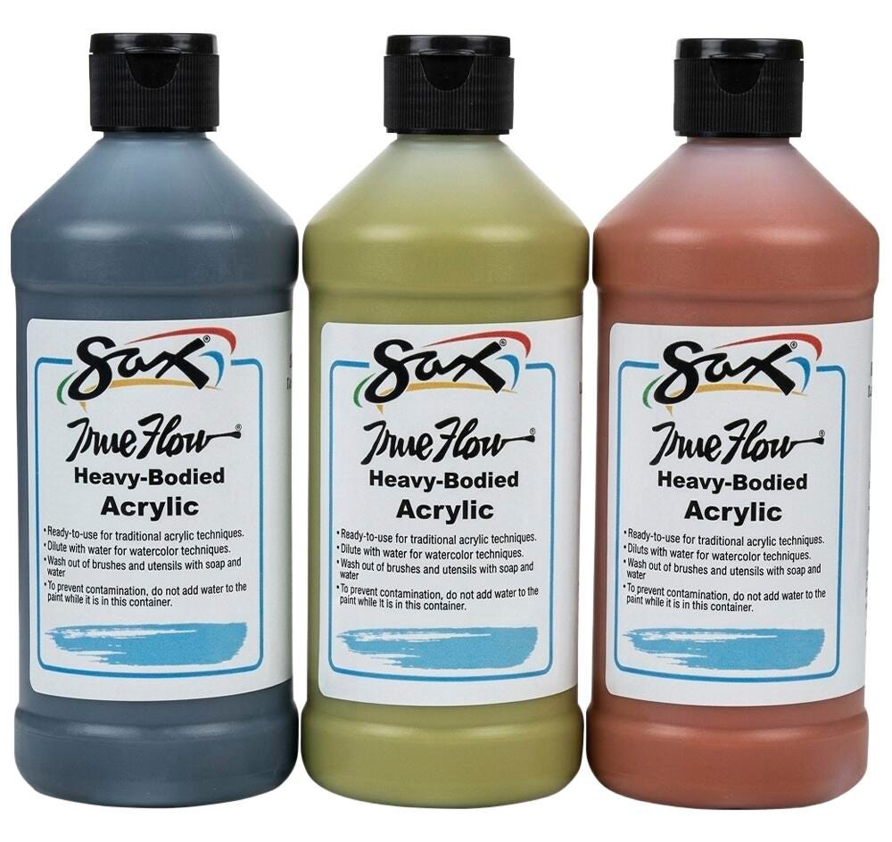 Image for Sax Heavy-Bodied Acrylic Paint, 1 Pint Bottles, Assorted Metallic Colors, Set of 3 from School Specialty