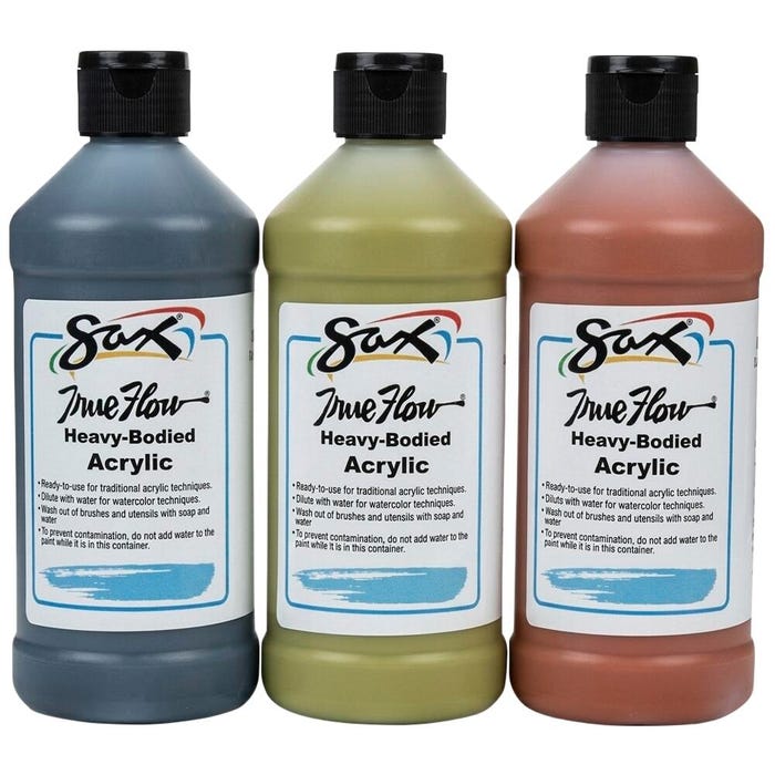 Sax Heavy-Bodied Acrylic Paint, 1 Pint Bottles, Assorted Metallic Colors, Set of 3