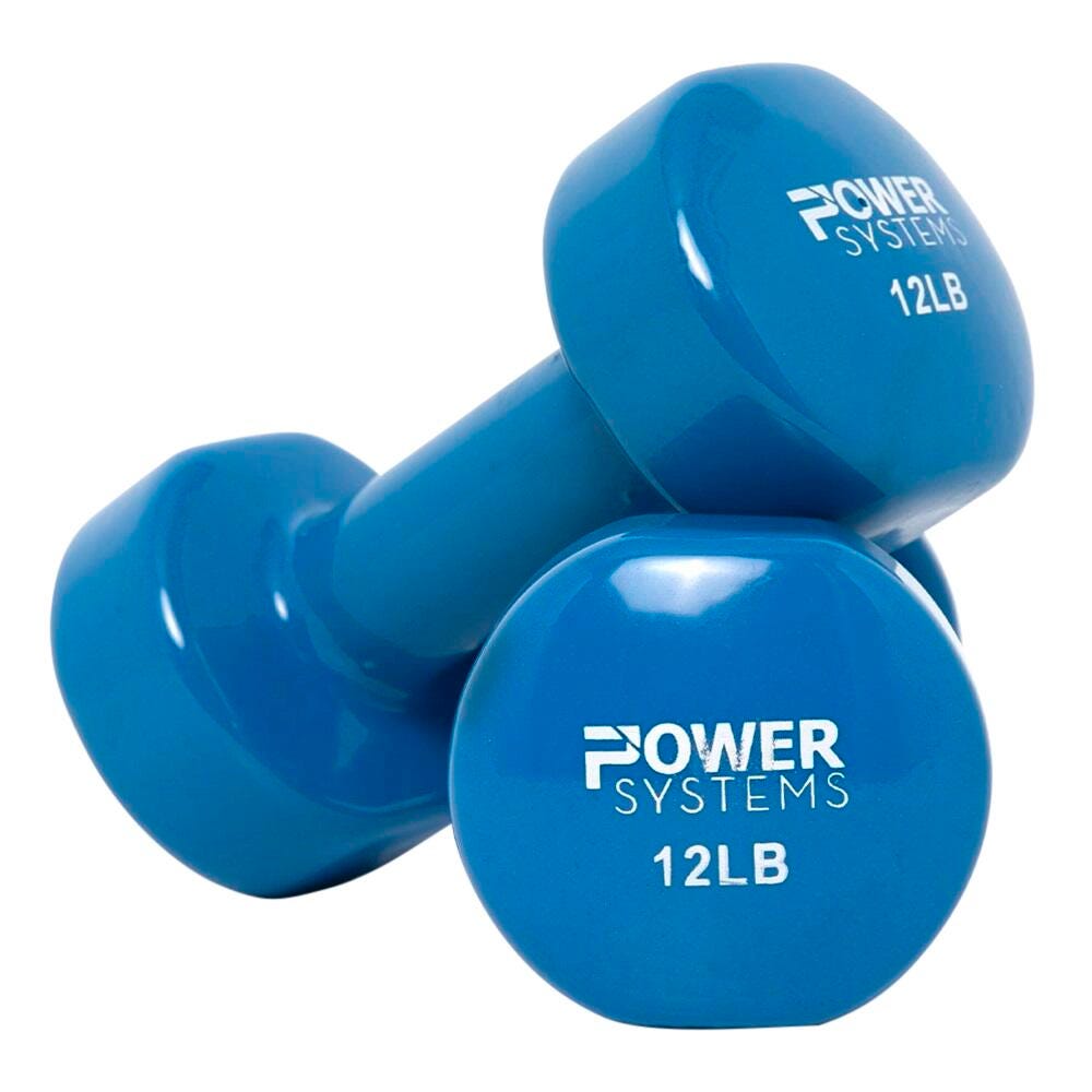 Power System Deluxe Vinyl Dumbbells, 12 Pounds, Blue, Pair, Item Number 2093210