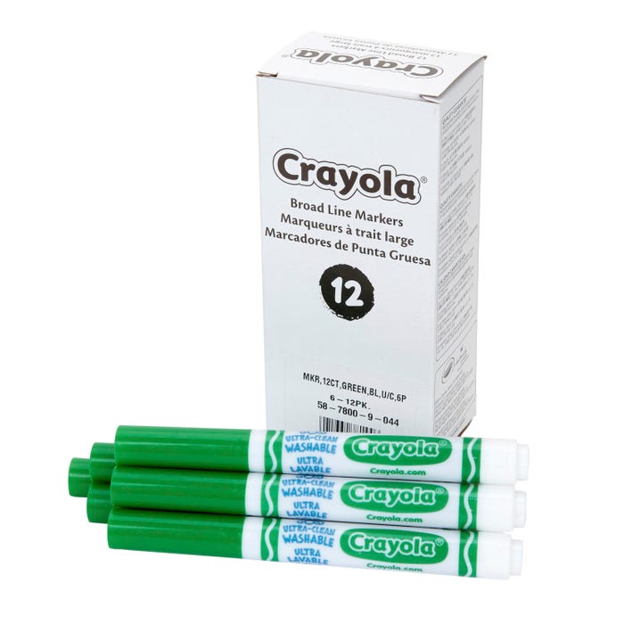Crayola Bulk Ultra-Clean Washable Markers, Broad Line, Green, Pack of 12