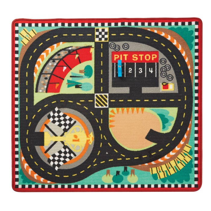 Melissa & Doug Round the Speedway Race Track Rug, 36 x 39 Inches