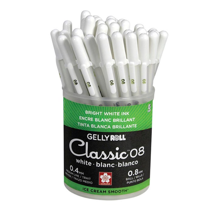 Sakura Gelly Roll Classic Gel Pens, 0.8 mm Medium Tip, White, Pack of 36
