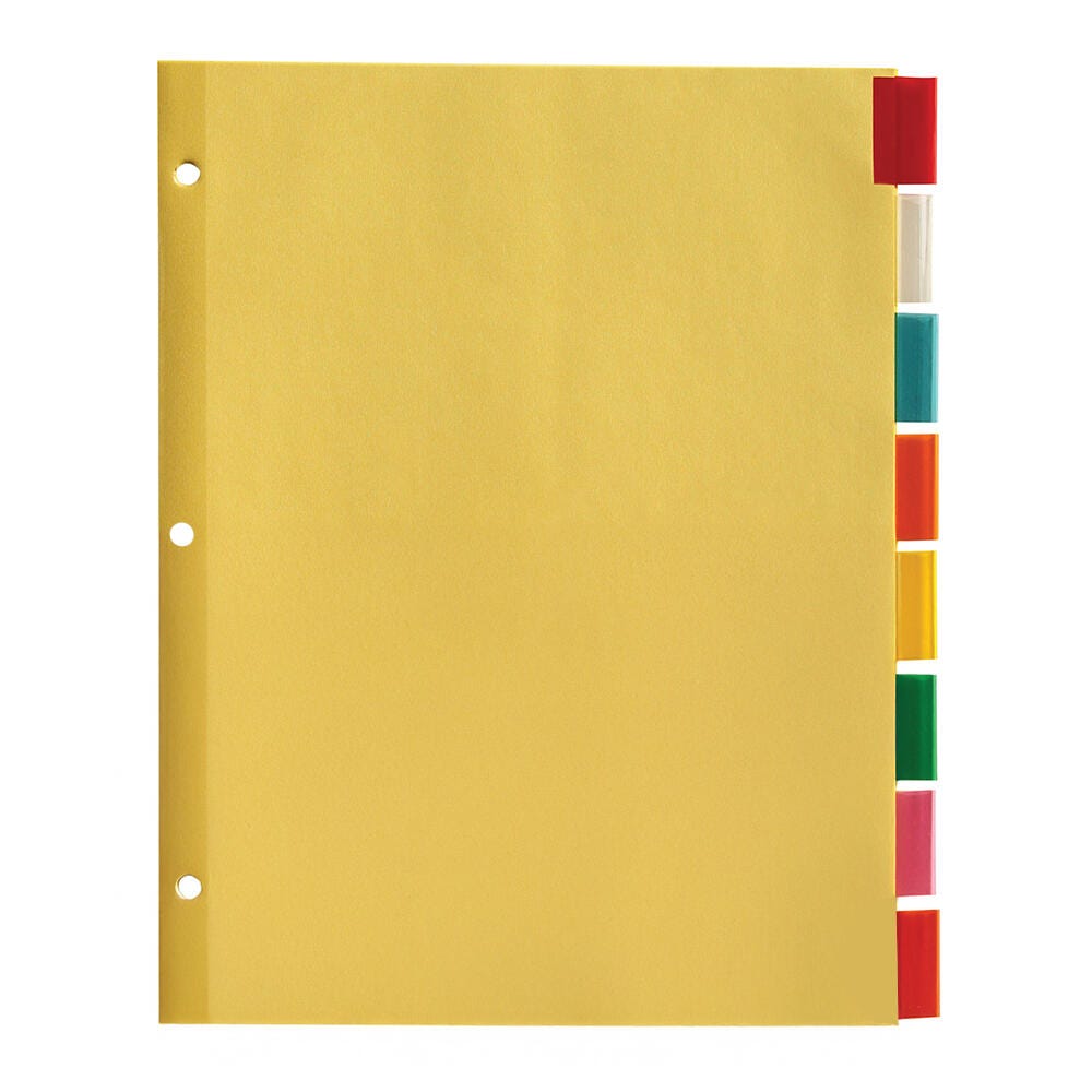 School Smart 8 Tab Index Paper Dividers, Assorted Colors 081933