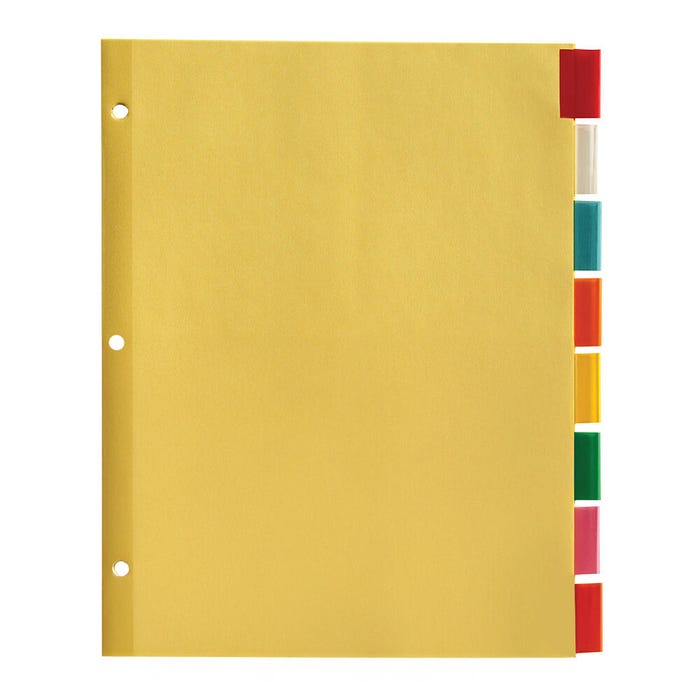 School Smart 8 Tab Index Paper Dividers, Assorted Colors