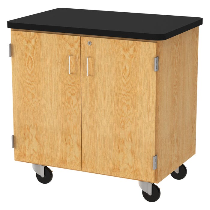 Diversified Spaces Access Touchdown Cabinet, 36 x 24 x 36 Inches, Oak, Black Laminate Top