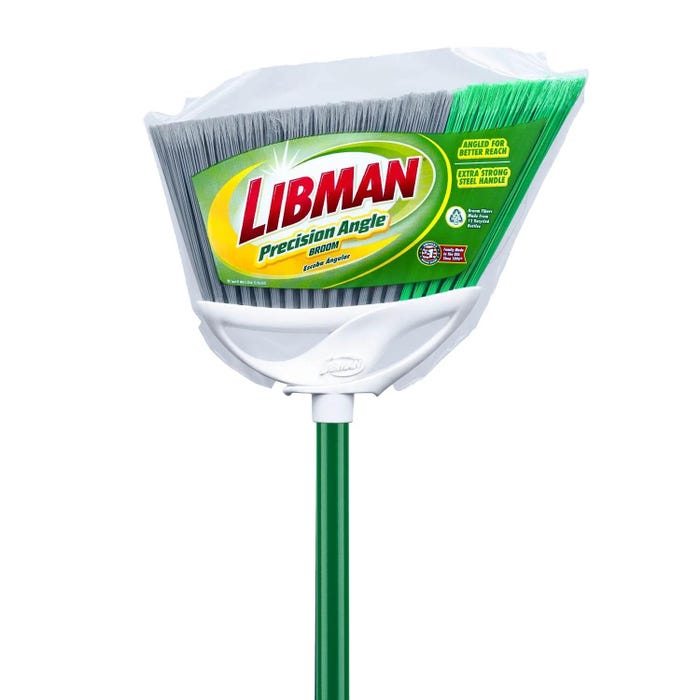 Libman Precision Angle Indoor/Outdoor Brooms, 53 Inch Handle, Pack of 6