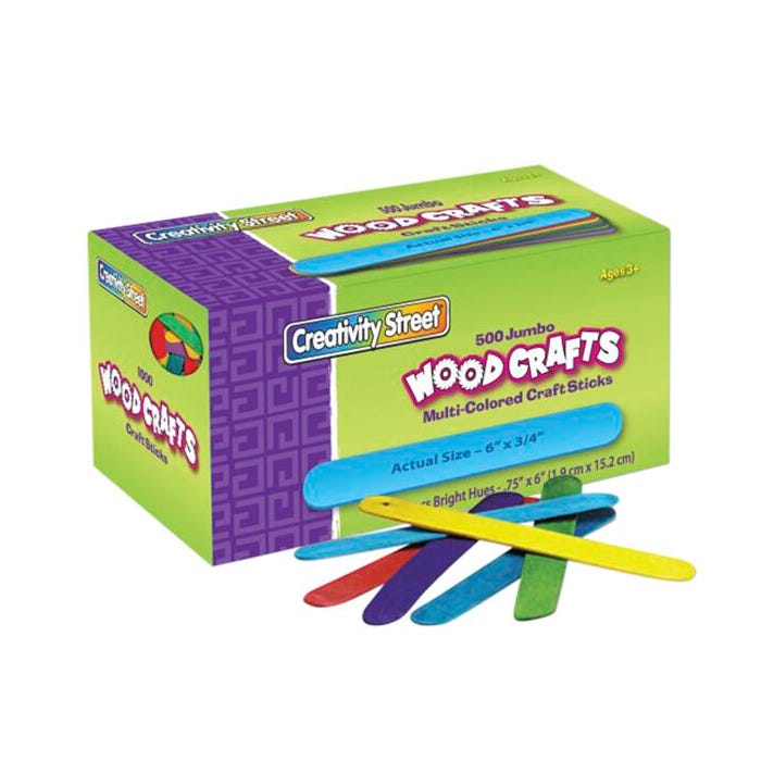 Creativity Street Jumbo Craft Sticks, Bright Hues, Pack of 500