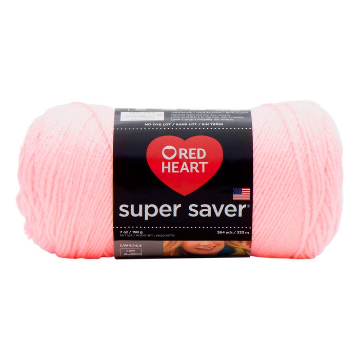Red Heart Acrylic Economy Super Saver Yarn, 4-Ply, Petal Pink, 7 Ounce Skein