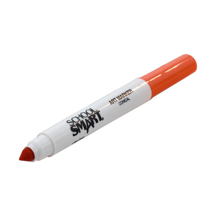 School Smart Washable Art Markers, Conical Tip, Orange, Pack of 12