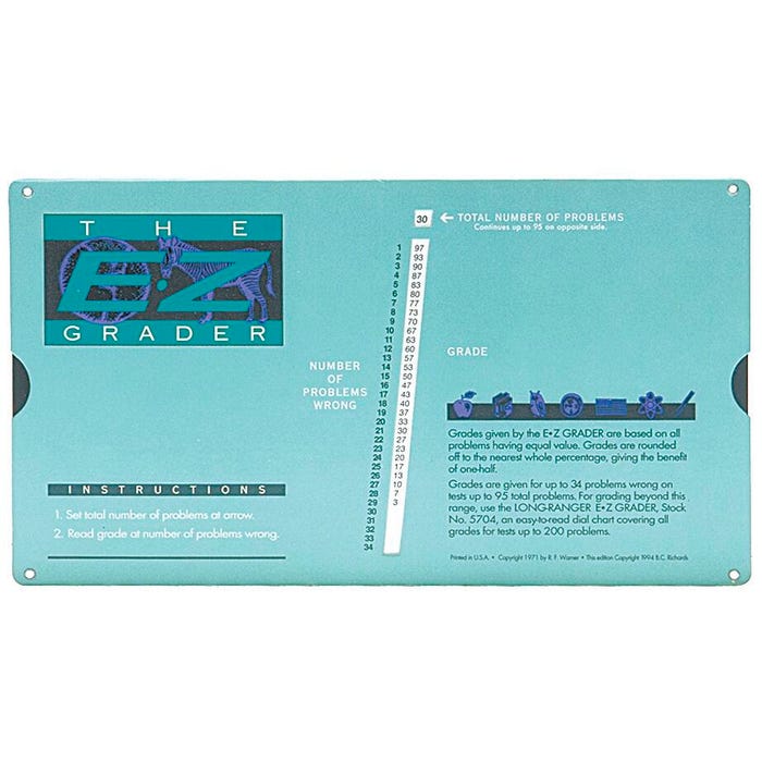 E-Z Grader Test Quiz and Homework Scorer, 8-1/2 x 4-3/4 Inches, Turquoise