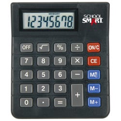 School Smart Large Display 8 Digit Calculator, Black Item Number 1596817
