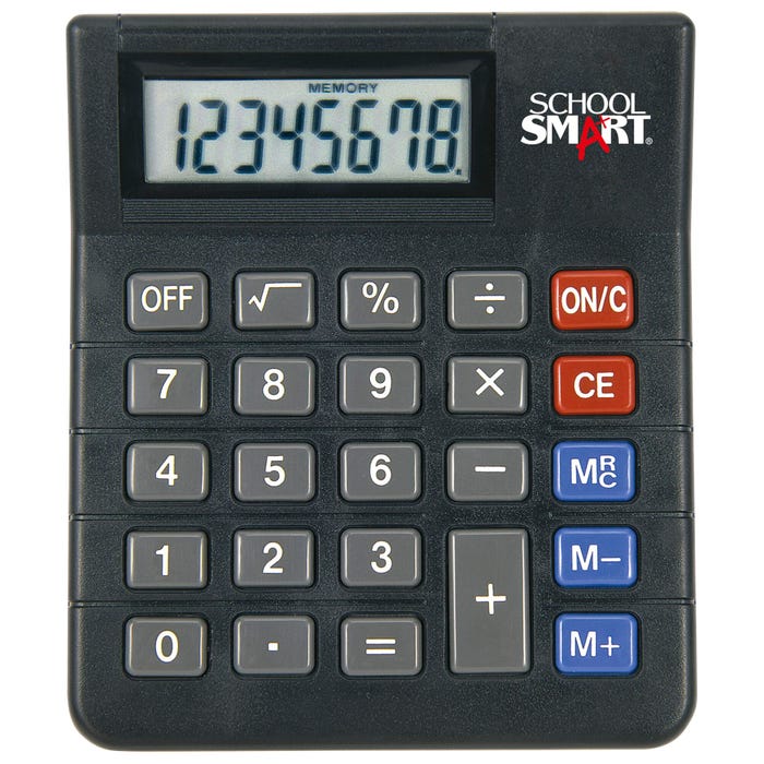 School Smart Large Display 8 Digit Calculator, Black