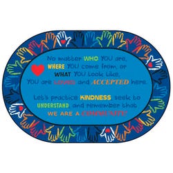 Carpets for Kids Hands Together Community Carpet, 8 x 12 Feet, Oval, Multicolored, Item Number 1604625