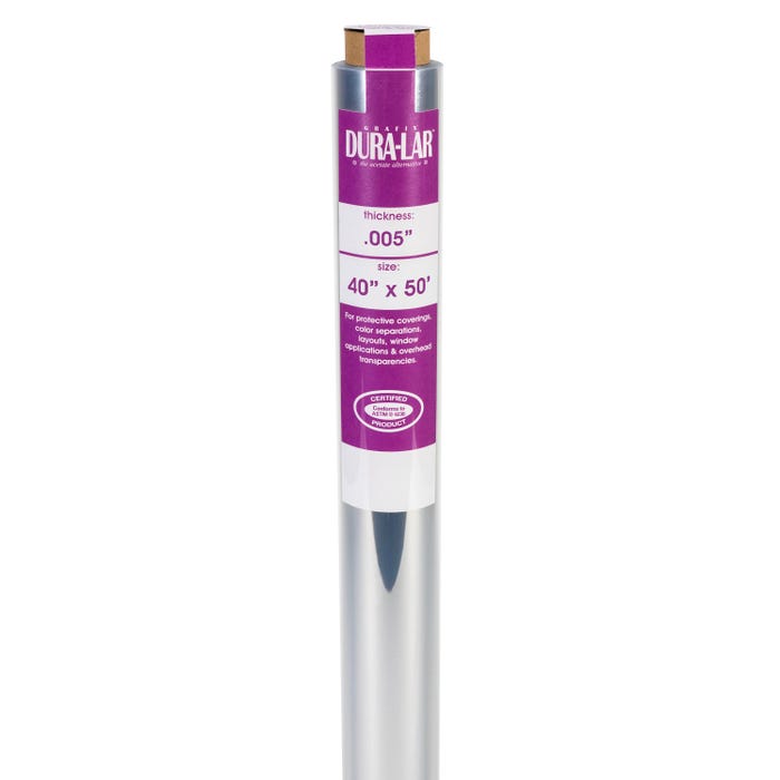 Grafix Dura-Lar Transparent Film Roll, 40 Inches x 50 Feet, 0.005 Inch Thickness