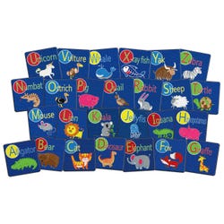 Flagship Carpets Alphabet Animal Seating Carpet Squares, 16 x 16 Inches, Set of 26, Item Number 1549598
