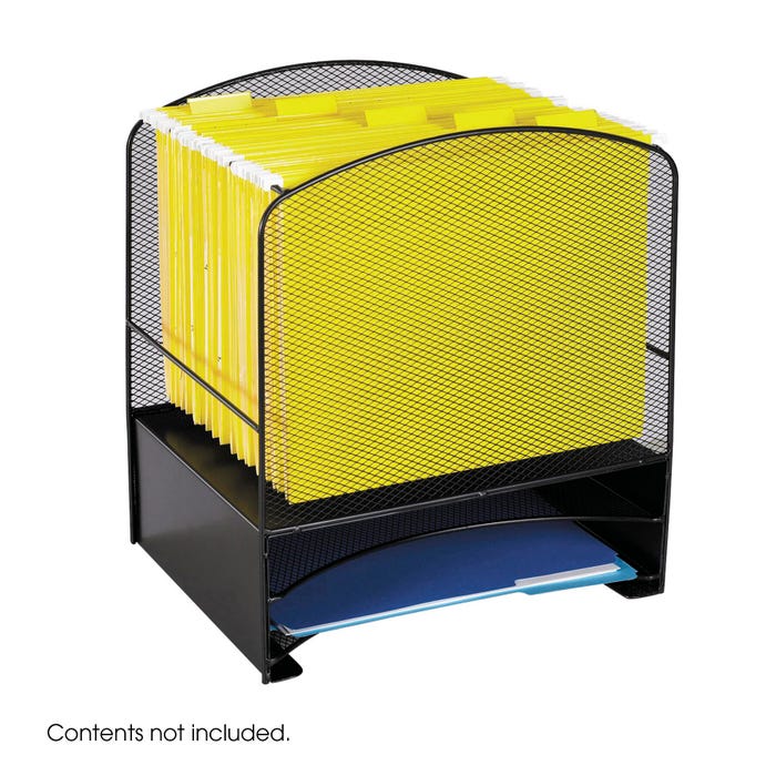 Safco 2-Vertical Mesh Hanging File and Letter Tray Rack, 13-1/2 W x 10-3/4 D x 15-1/2 H Inches, Black