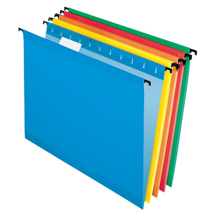 Pendaflex SureHook Hanging File Folder, Letter Size, 1/5 Cut Tabs, Assorted Colors, Set of 20