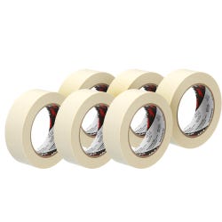 3M Value Masking Tape, 1.5 Inch x 60 Yards, Tan, Pack of 6