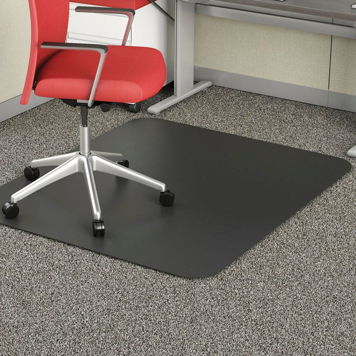Deflect-O Black Rectangular Smooth Edge Chair Mats, Low Pile, 46 x 60 Inches, Black