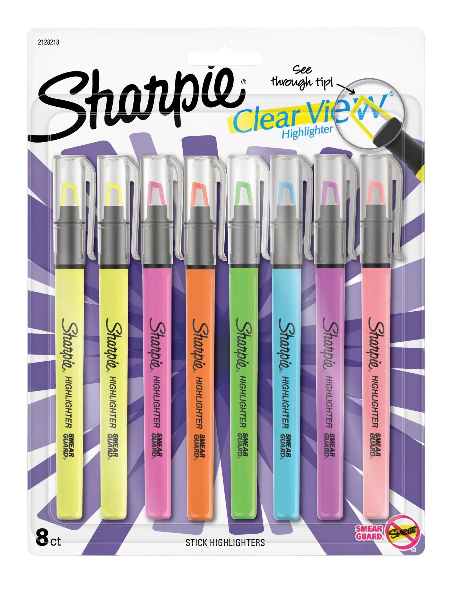 Sharpie Clear View Highlighter, See-Through Chisel Tip, Assorted Colors, Set of 8 2092347