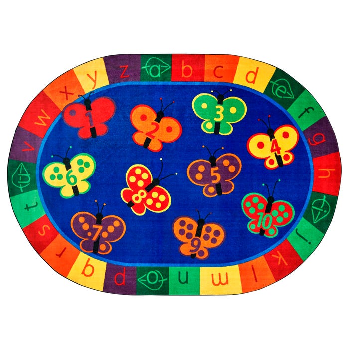 Carpets for Kids KIDSoft 123 ABC Butterfly Fun Carpet, Oval
