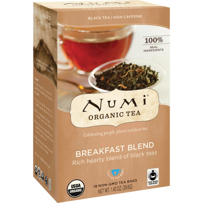 Numi Breakfast Blend Black Premium Organic Tea, Box of 18 Bags