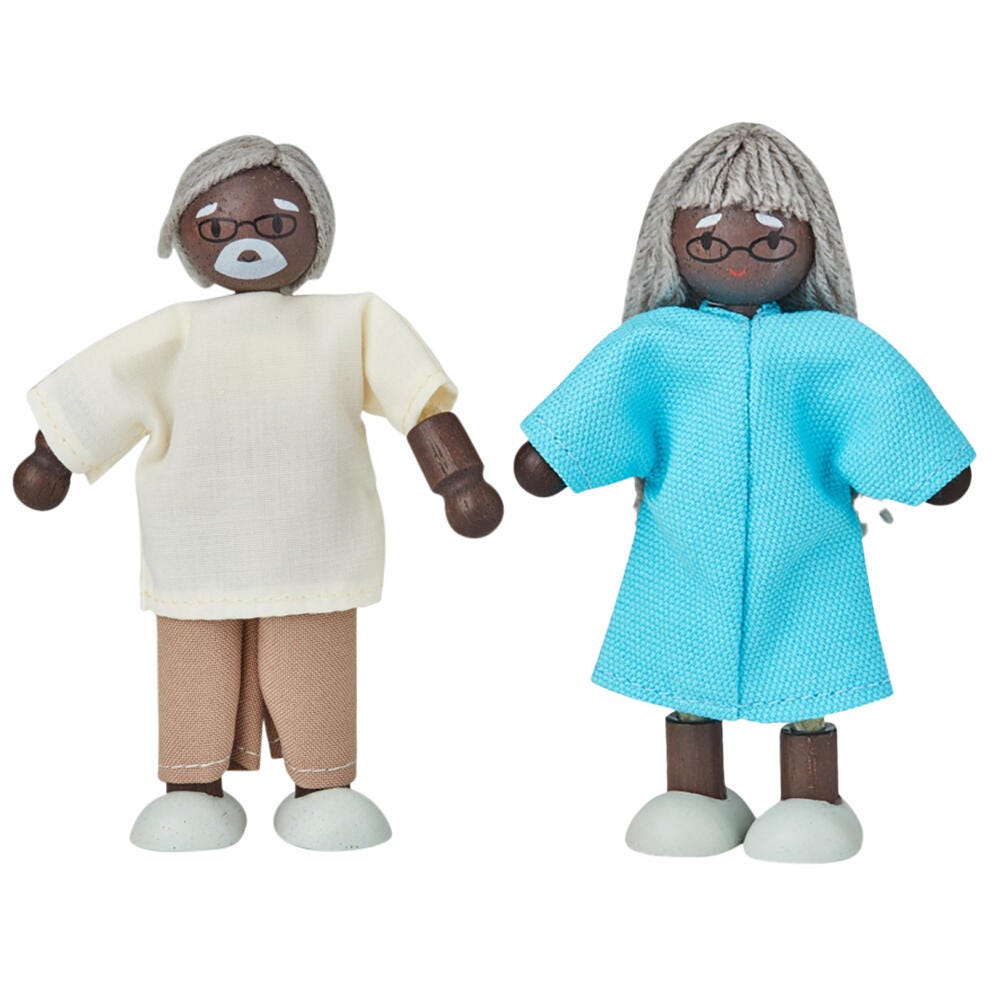 PlanToys Wood Doll Grandparents Doll, Dark Skin Tone 2151211