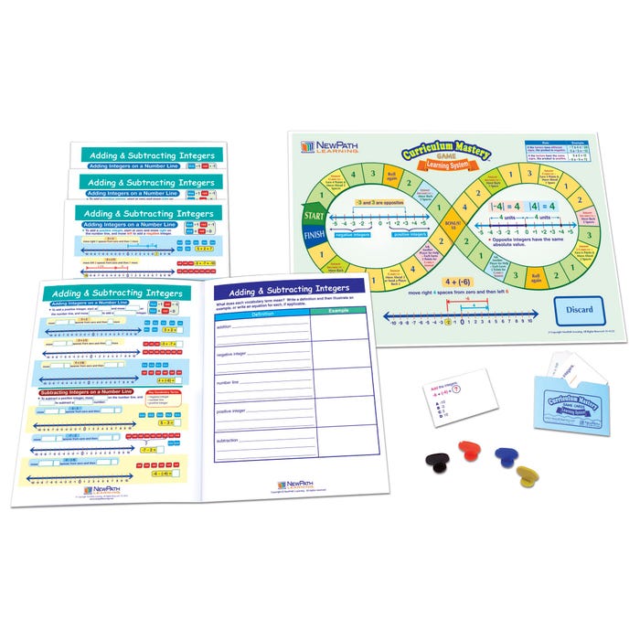 NewPath Learning Adding and Subtracting Integers Learning Center Game, Grade 6 to 9