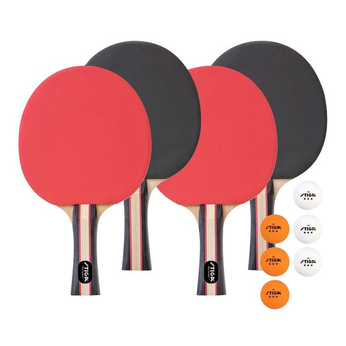 Stiga Performance Table Tennis Paddle and Ball Set, 4 Player