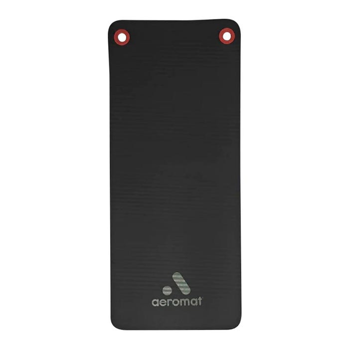 Aeromat Elite Workout Mat With Eyelet, 20 x 48 Inches, 1/2 Inch Thick, Black, Phthalate Free