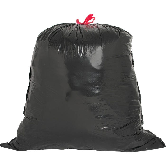 Genuine Joe Low Density Drawstring Can Liners, 30 Gallon, 1.05 mil, Black, Pack of 42