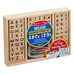 Melissa and Doug Deluxe Wooden Stamp Set, Alphabet and Number
