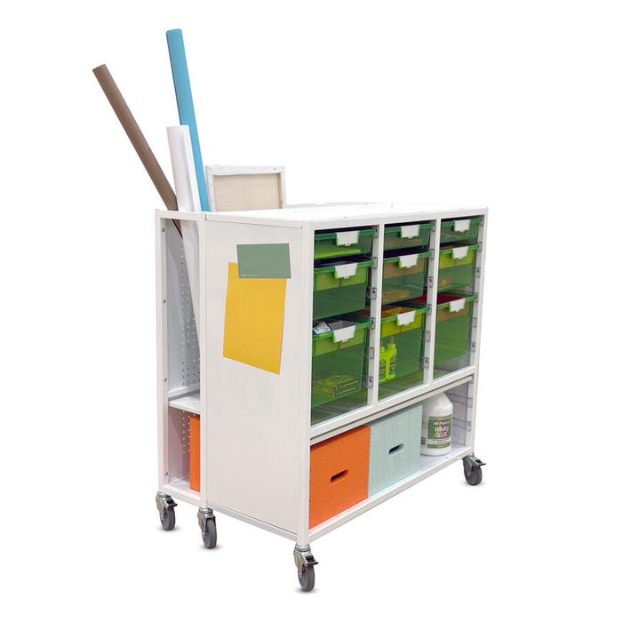 Muzo Innov-8 Mobile Storage Cart with Trays, 44 x 27-1/4 x 44 Inches