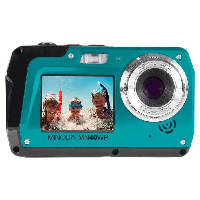 Minolta MN40WP Dual Screen Waterproof Camera, 48 Megapixel, Teal