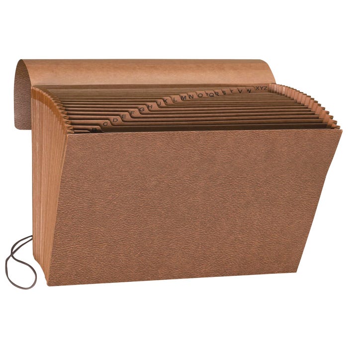 Business Source Expanding File with Flap, Letter Size, A-Z, 21 Pocket, Brown
