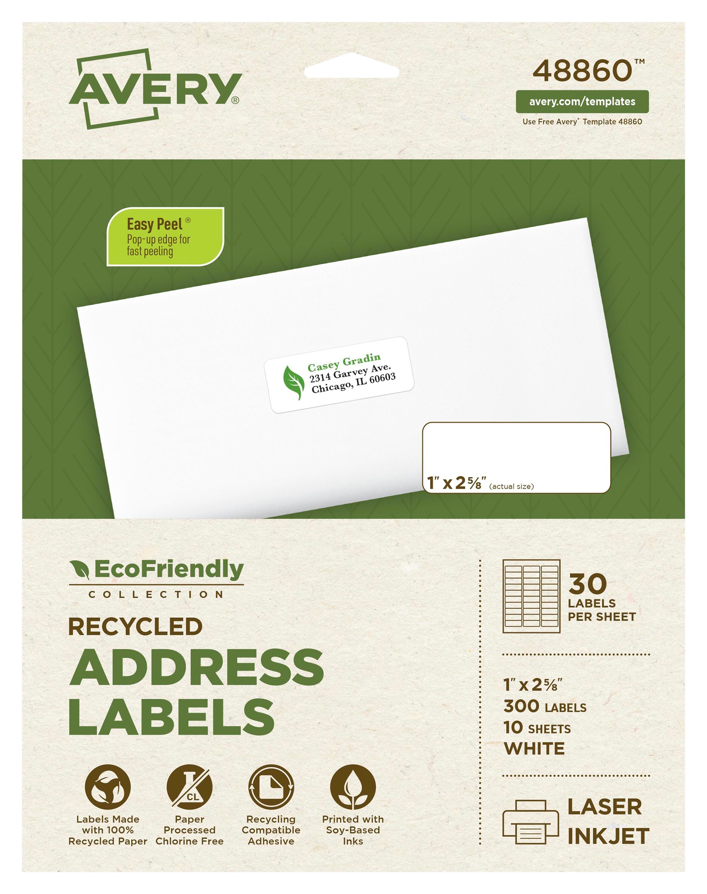 Avery EcoFriendly Address Labels, 1 x 2-5/8 Inches, Pack of 300 1370149
