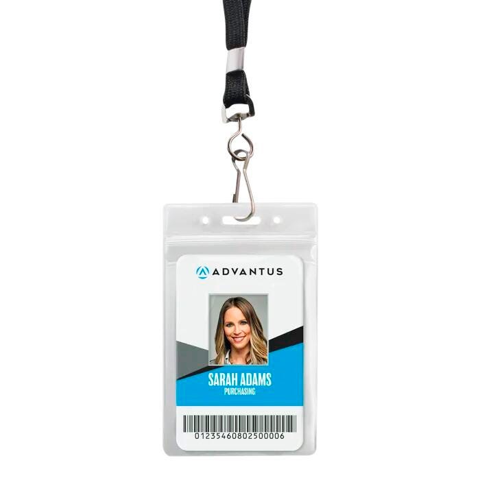 Advantus Badge Holder and 36 Inch Lanyard Combo, Vertical, Pack of 20