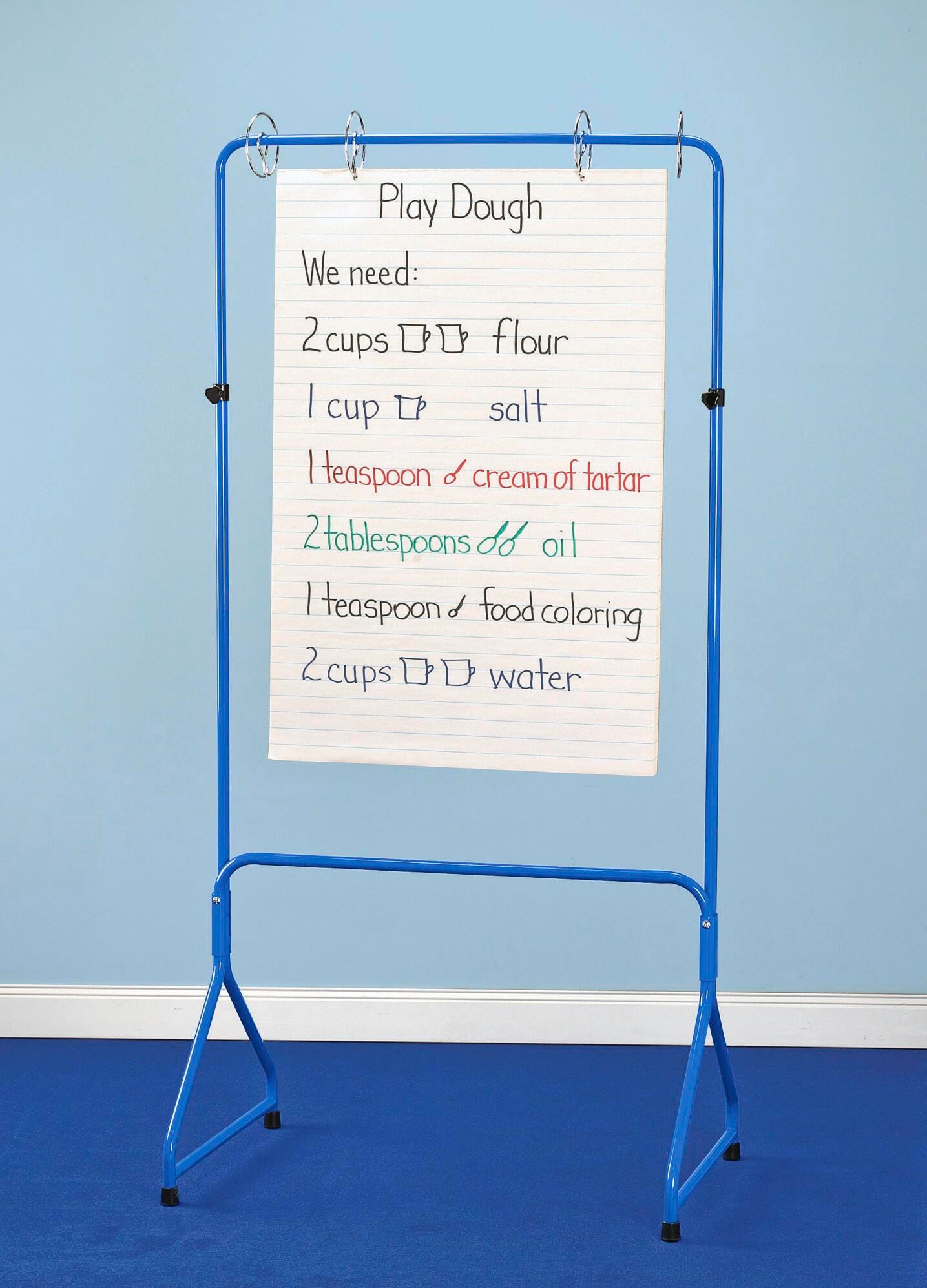 Metal Chart Stand, 31-1/2 x 19-3/4 x 56 to 64 Inches, Blue 1601427