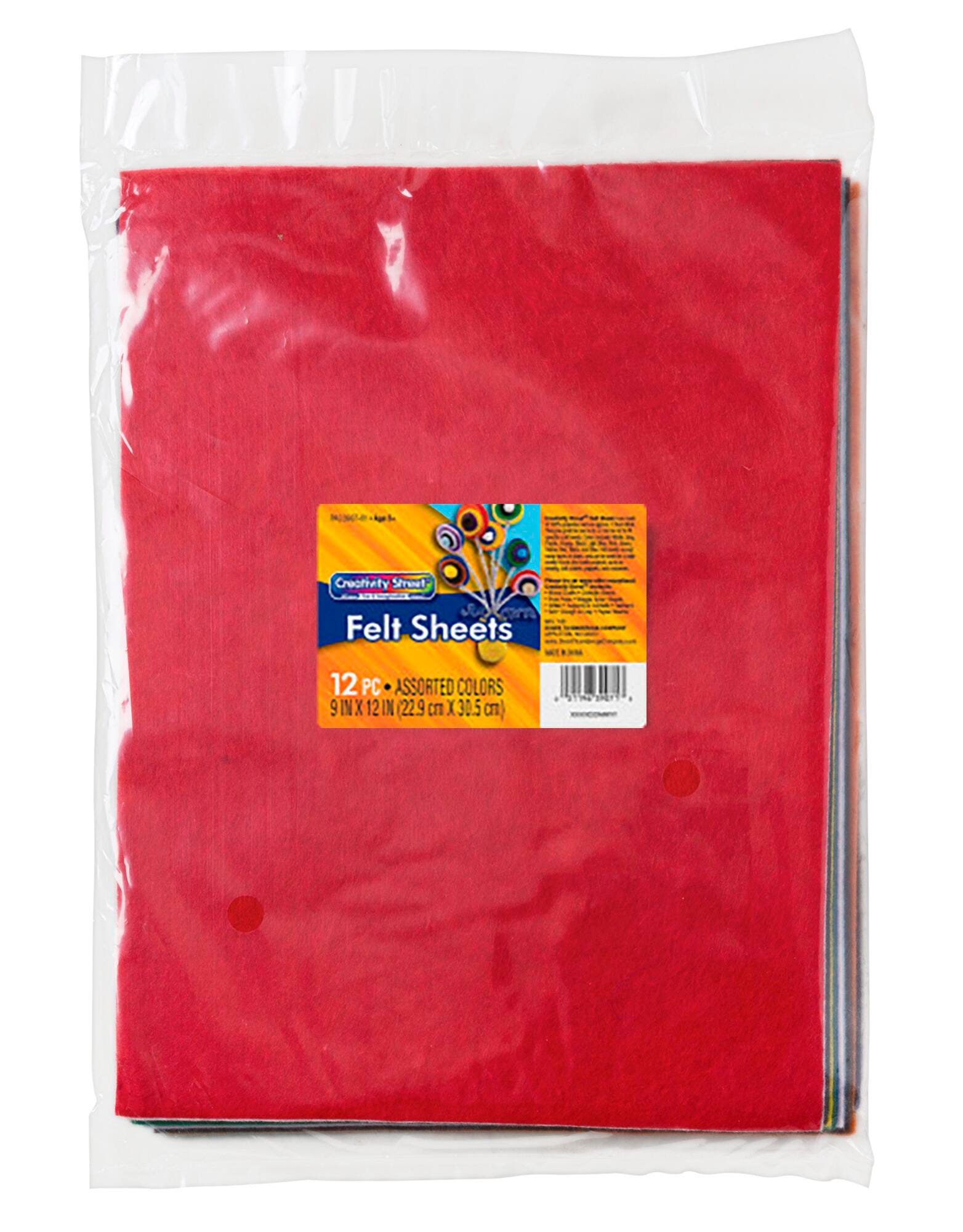 Creativity Street® Felt, 12 Assorted Colors, 9" x 12", 12 Sheets, Item Number 2087624